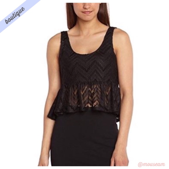 BCBGeneration Tops - [BCBGeneration] Scoop Neck Peplum Lace Tank Top